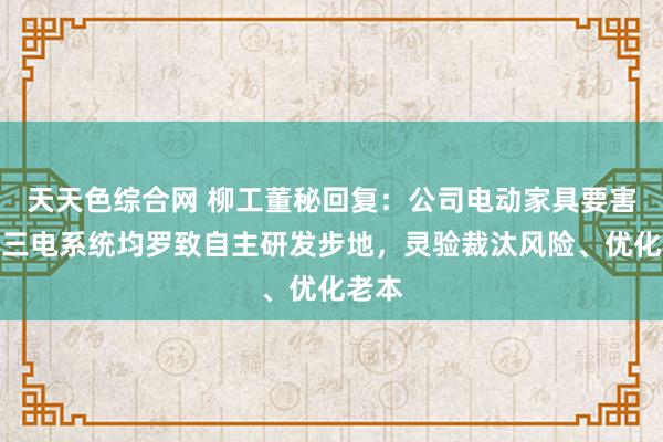 天天色综合网 柳工董秘回复：公司电动家具要害中枢三电系统均罗致自主研发步地，灵验裁汰风险、优化老本