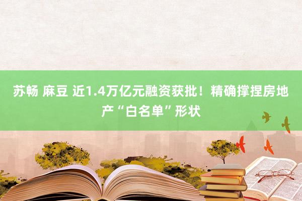 苏畅 麻豆 近1.4万亿元融资获批！精确撑捏房地产“白名单”形状