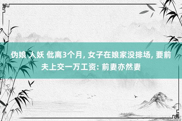 伪娘 人妖 仳离3个月, 女子在娘家没排场, 要前夫上交一万工资: 前妻亦然妻